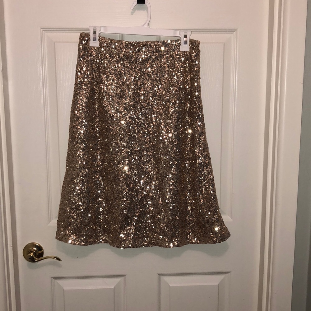 Gold Sequined Midi Skirt